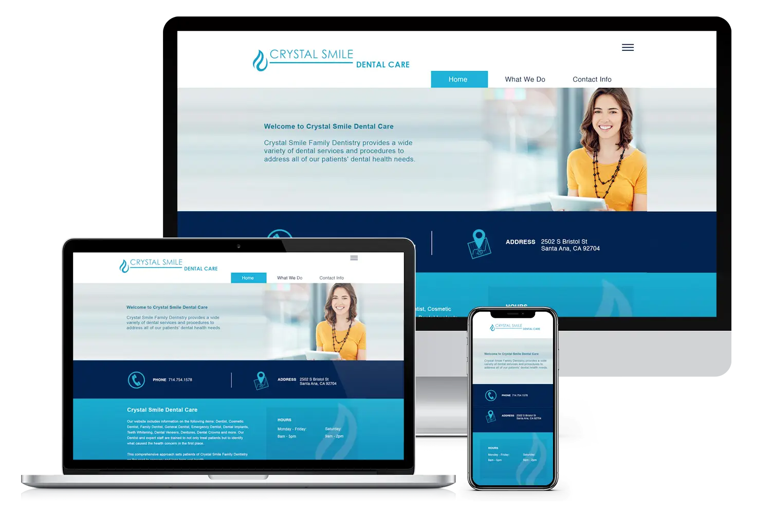 Website design for Crystal Smile Dental Care dentist office