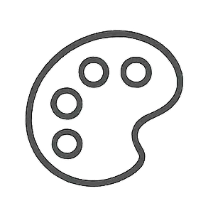 Minimalist black paint palette icon for graphic design services