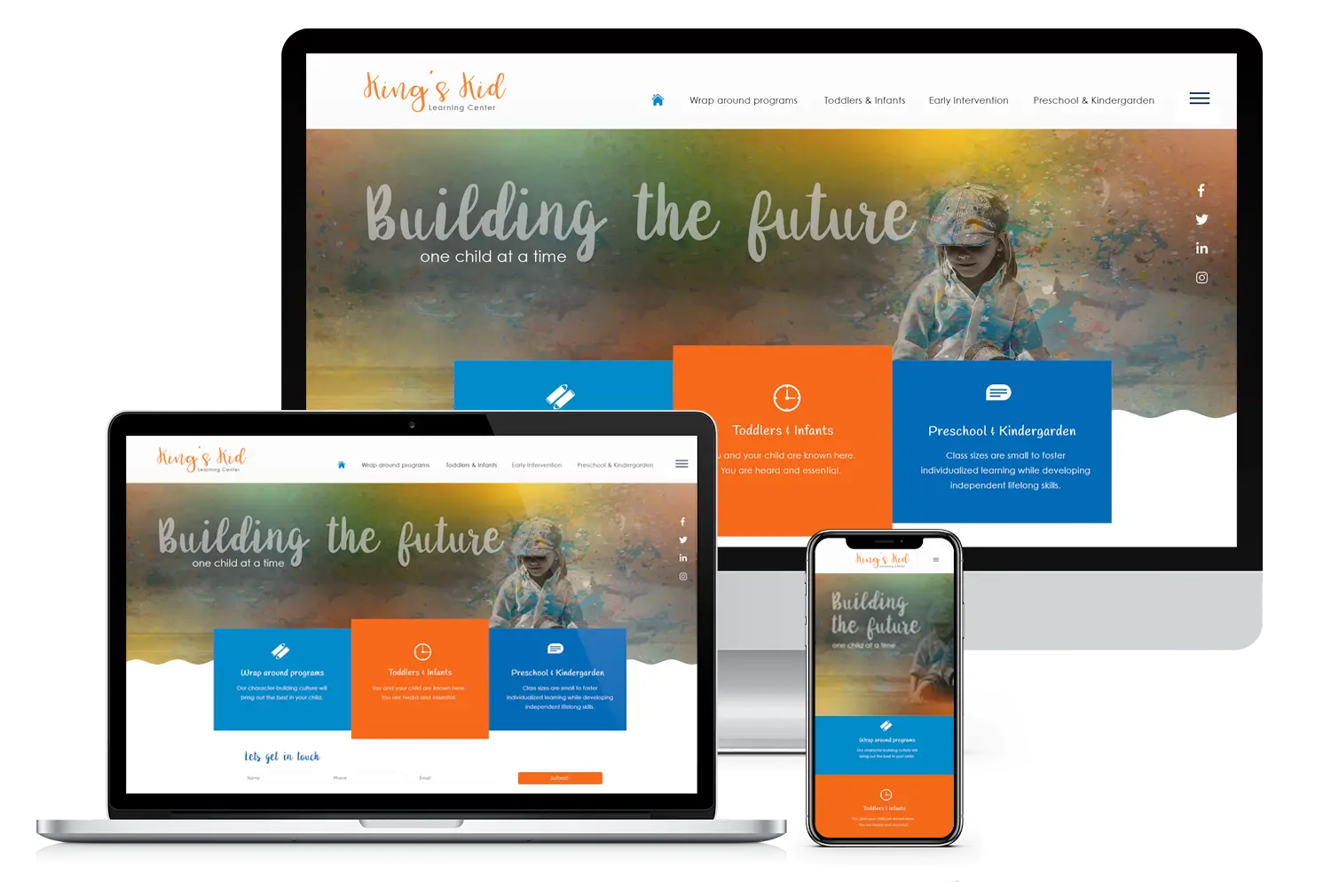 UI/UX design for King's Kid Learning Center preschool website