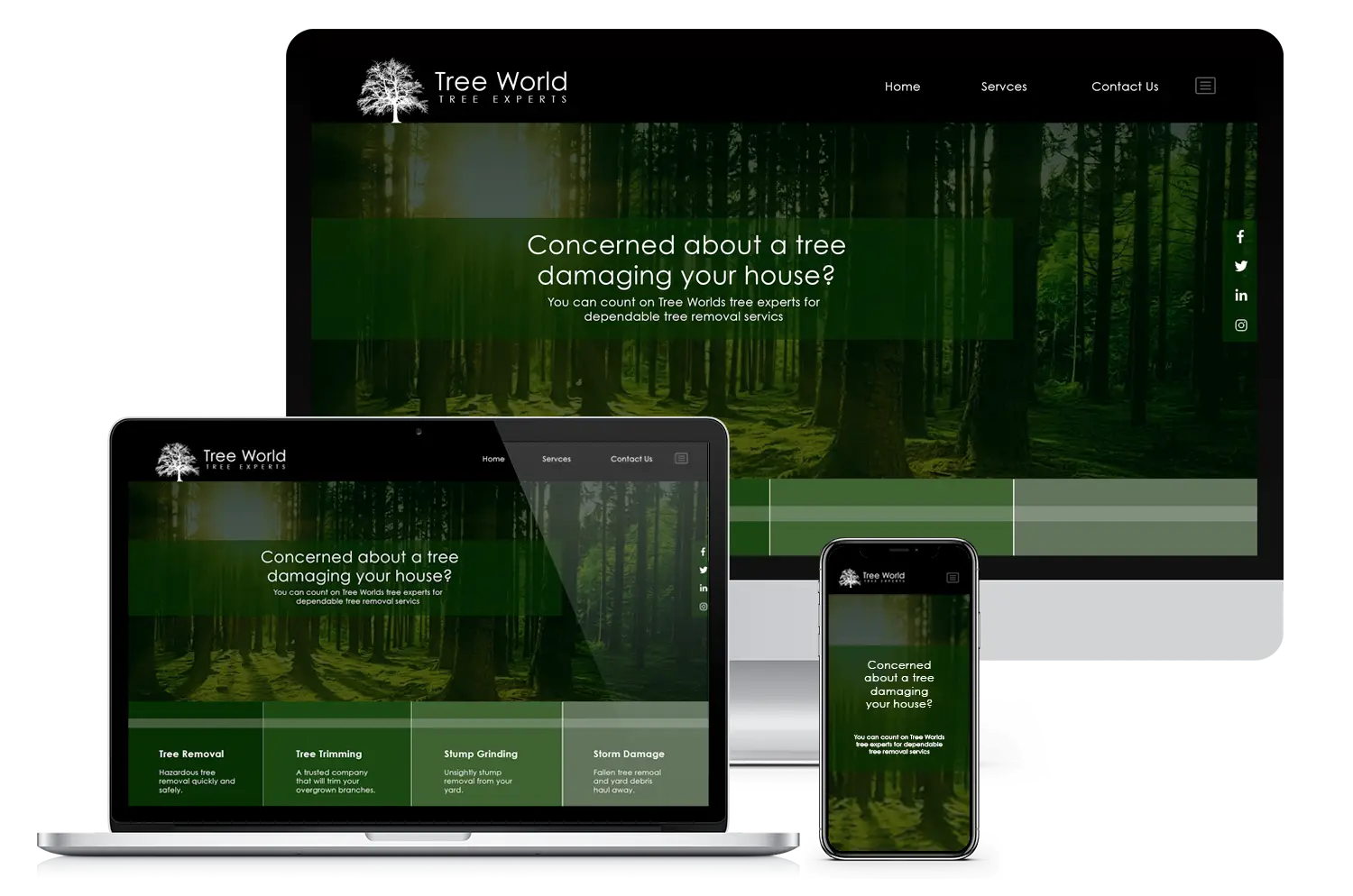 Tree World website development for tree removal services