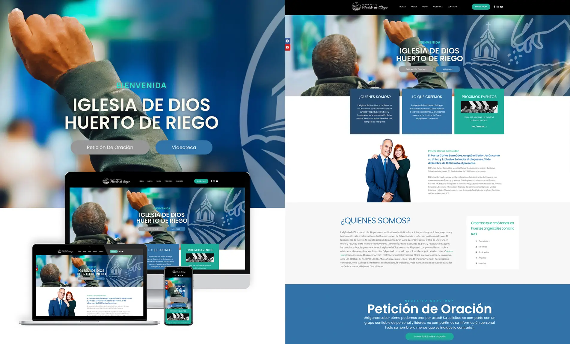 Modern church website design project for Iglesia de Dios Huerto de Riego