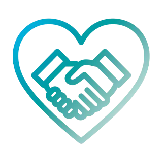 Faith and integrity icon with handshake inside a heart