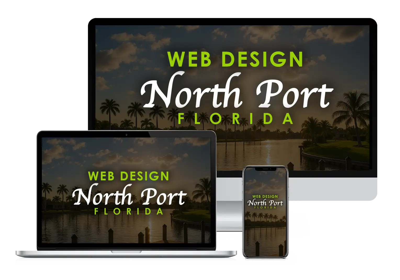 Hero image showcasing Web Design North Port Florida displayed across desktop, laptop, and mobile screens.
