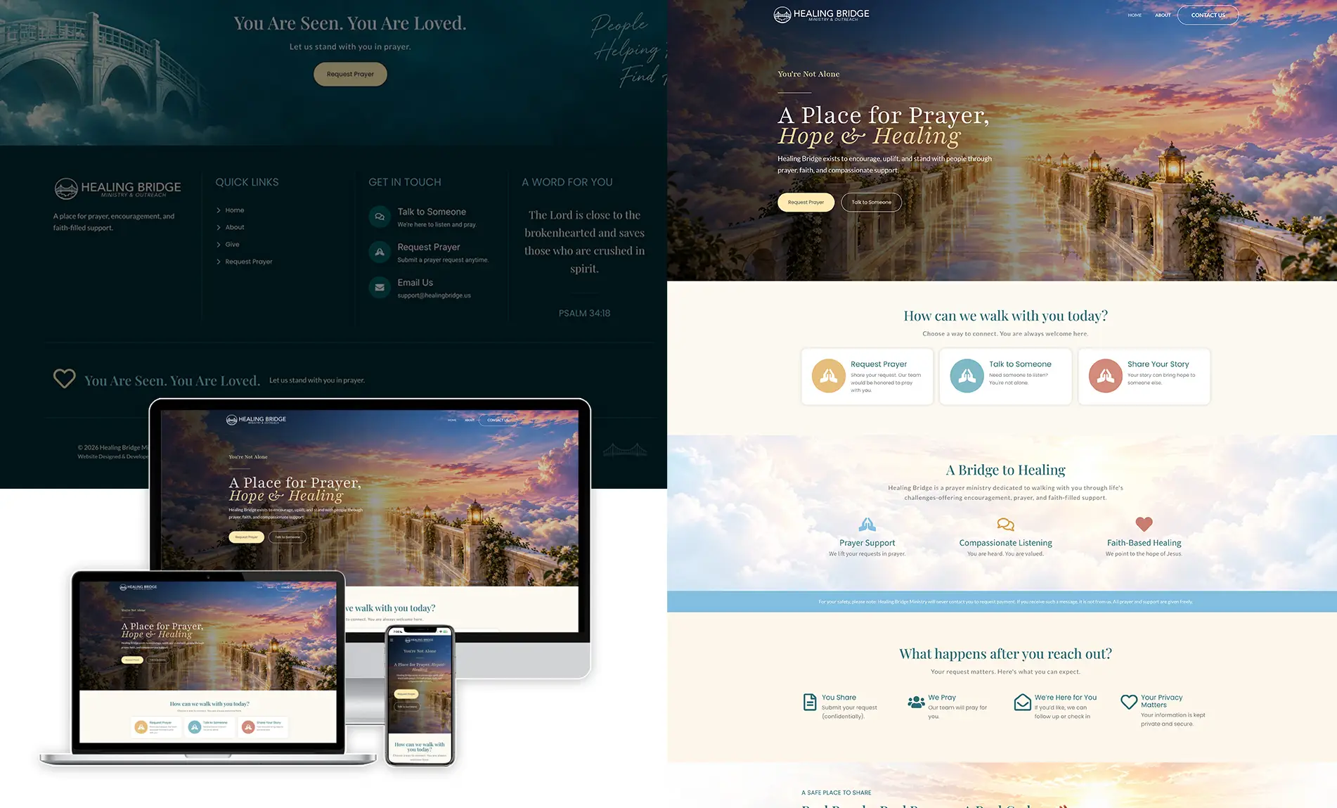 Healing Bridge Ministry & Outreach website design by Sarry San